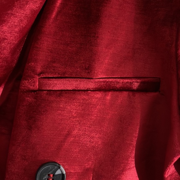 FREE PEOPLE Ashby Brushed Velvet Holiday Christmas Red Blazer Oversized Size M - Picture 9 of 16